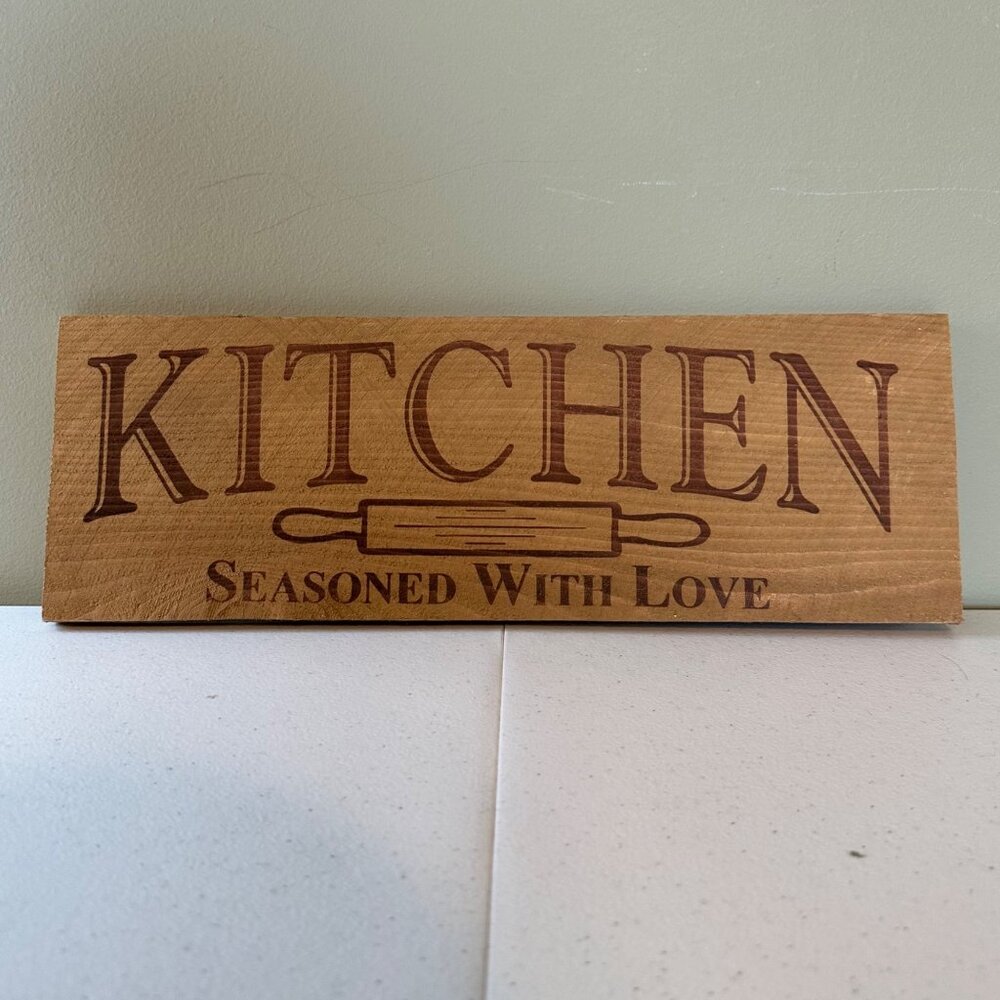 Kitchen Seasoned with Love sign Rustic Farmhouse decoration Valentines Day